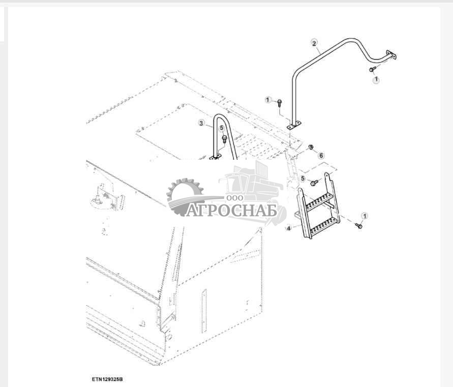 Лестница и поручень, площадка двигателя, Tier 2 